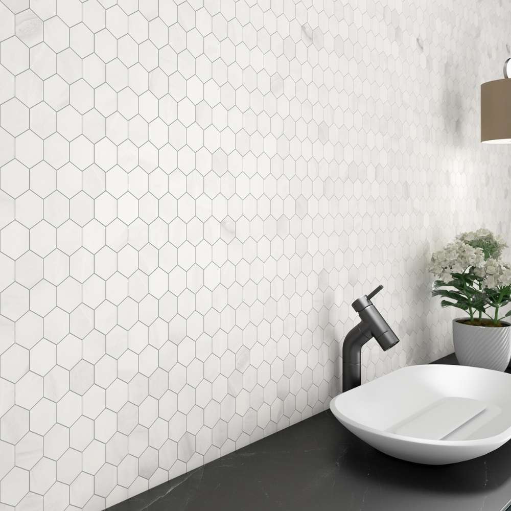 Agata Grey Hex Mosaic Matte