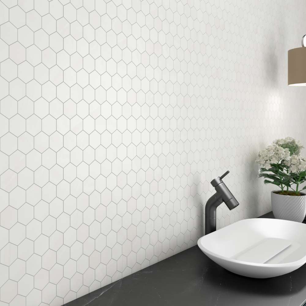 Agata White Hex Mosaic Matte