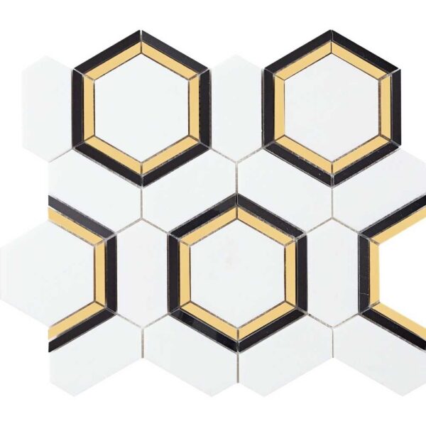 Nero Marquina/ Satin Brass/ Thassos Polished