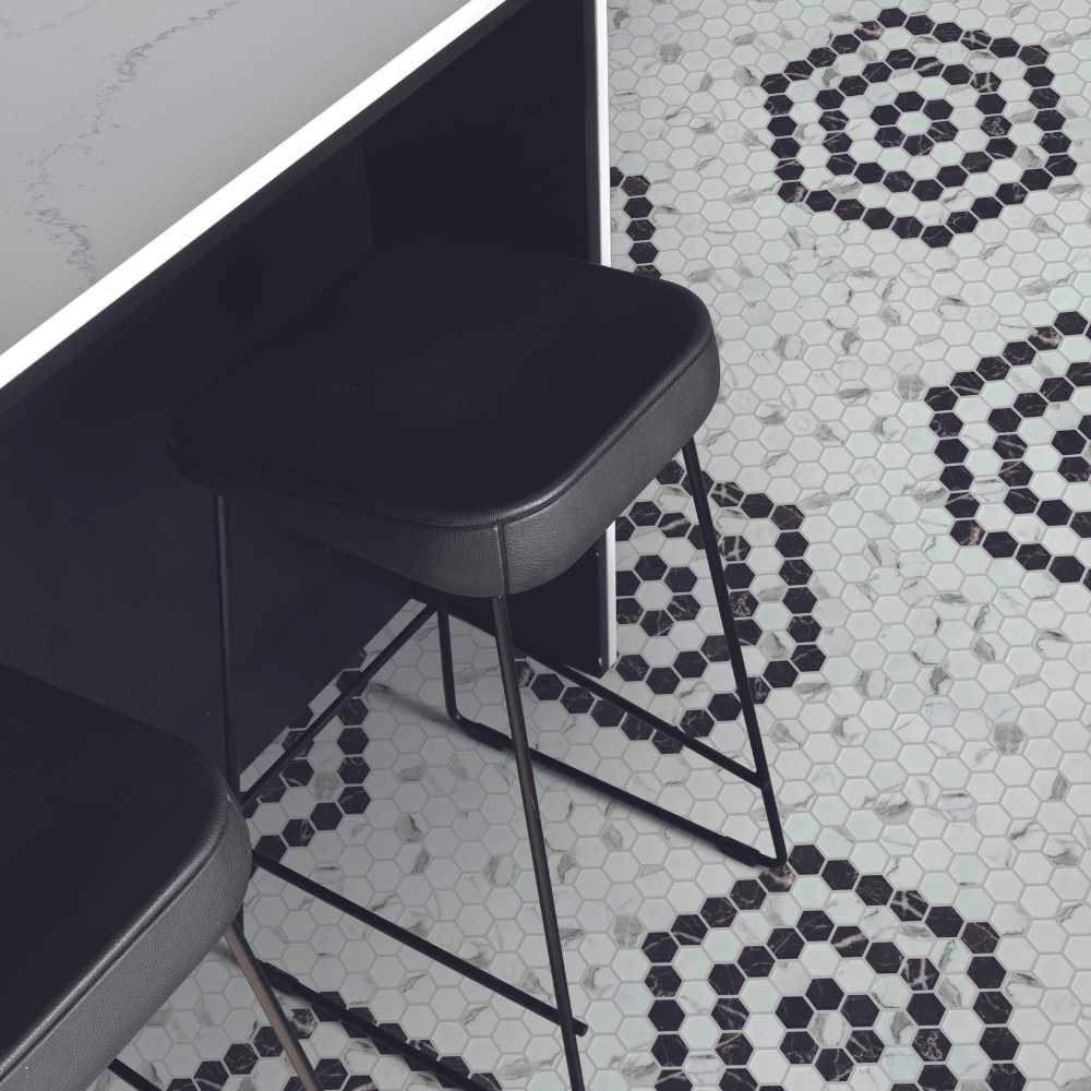 White/Black Large Hex Matte