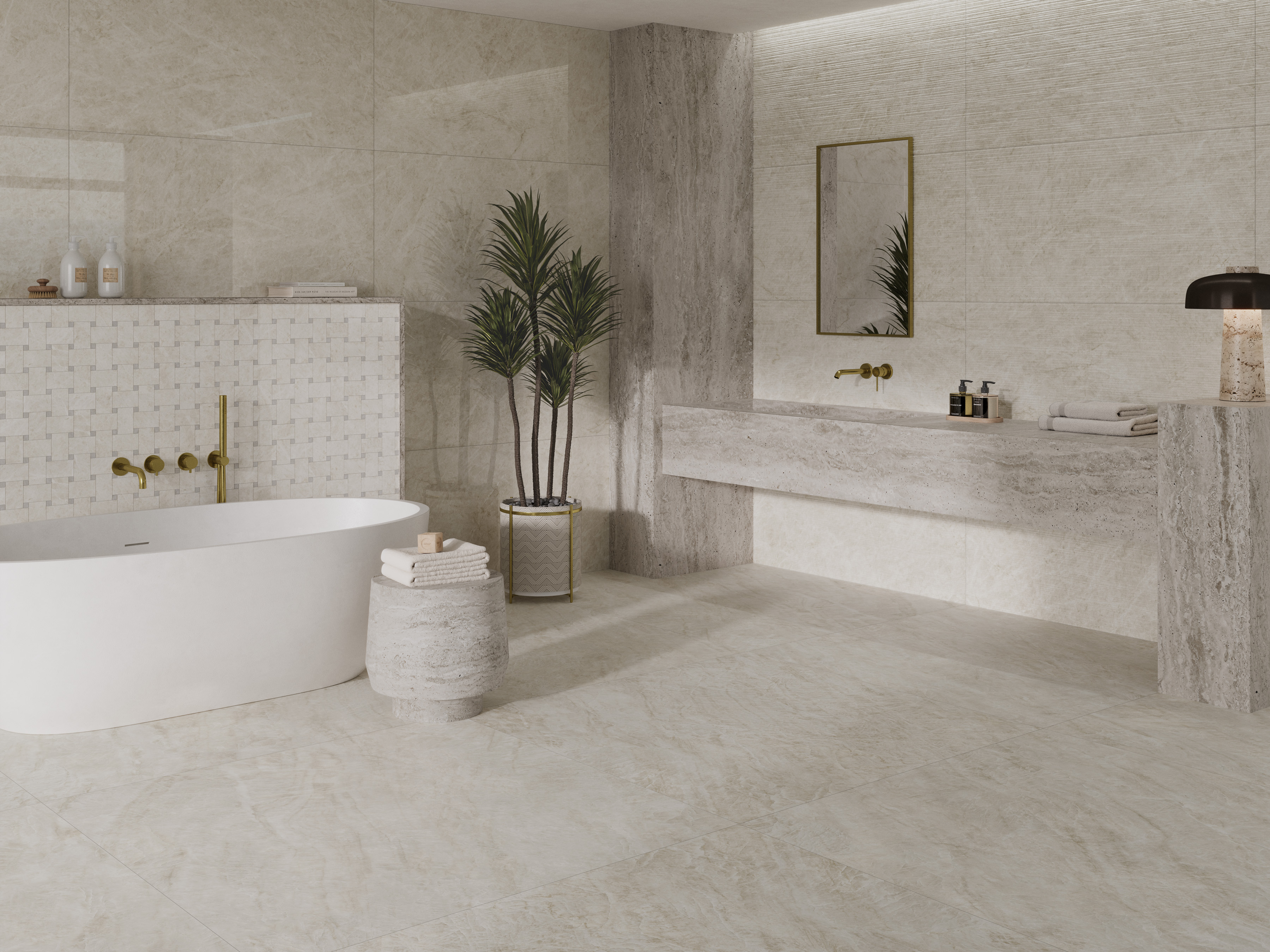 Regal Taj Mahal Bath 24 by 48 tile and 24 by 48 tilestr and weave