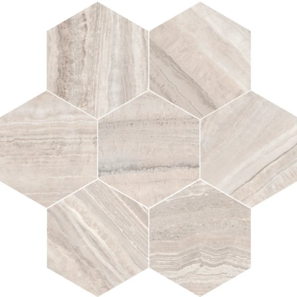 Aura Beige Hexagon Mosaic Satin porcelain tile