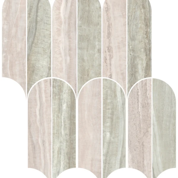Aura Beige Parachute Mosaic Satin porcelain tile