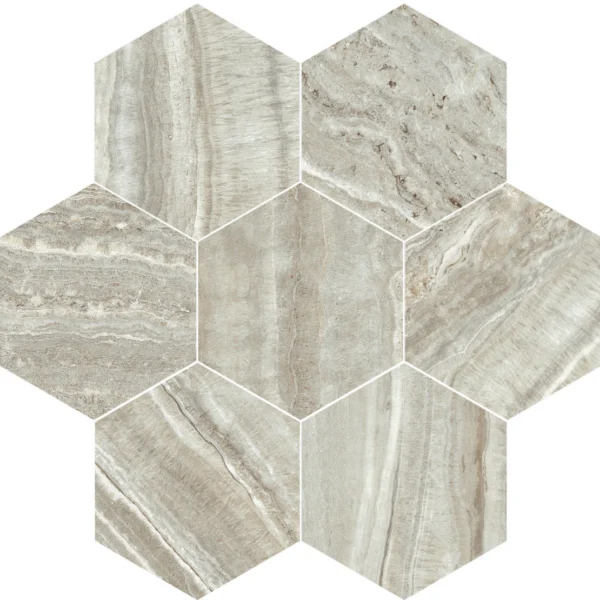 Aura Green Hexagon Mosaic Satin porcelain tile