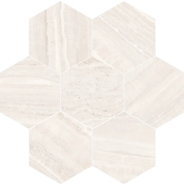 Aura Ivory Hexagon Mosaic Satin porcelain tile