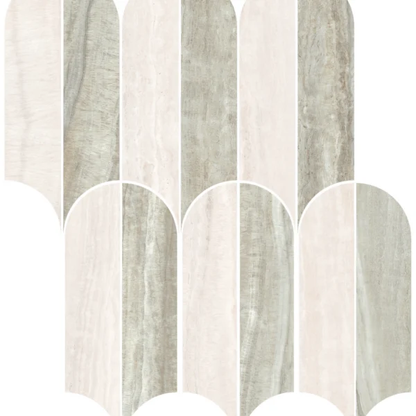 Aura Ivory Parachute Mosaic Satin porcelain tile