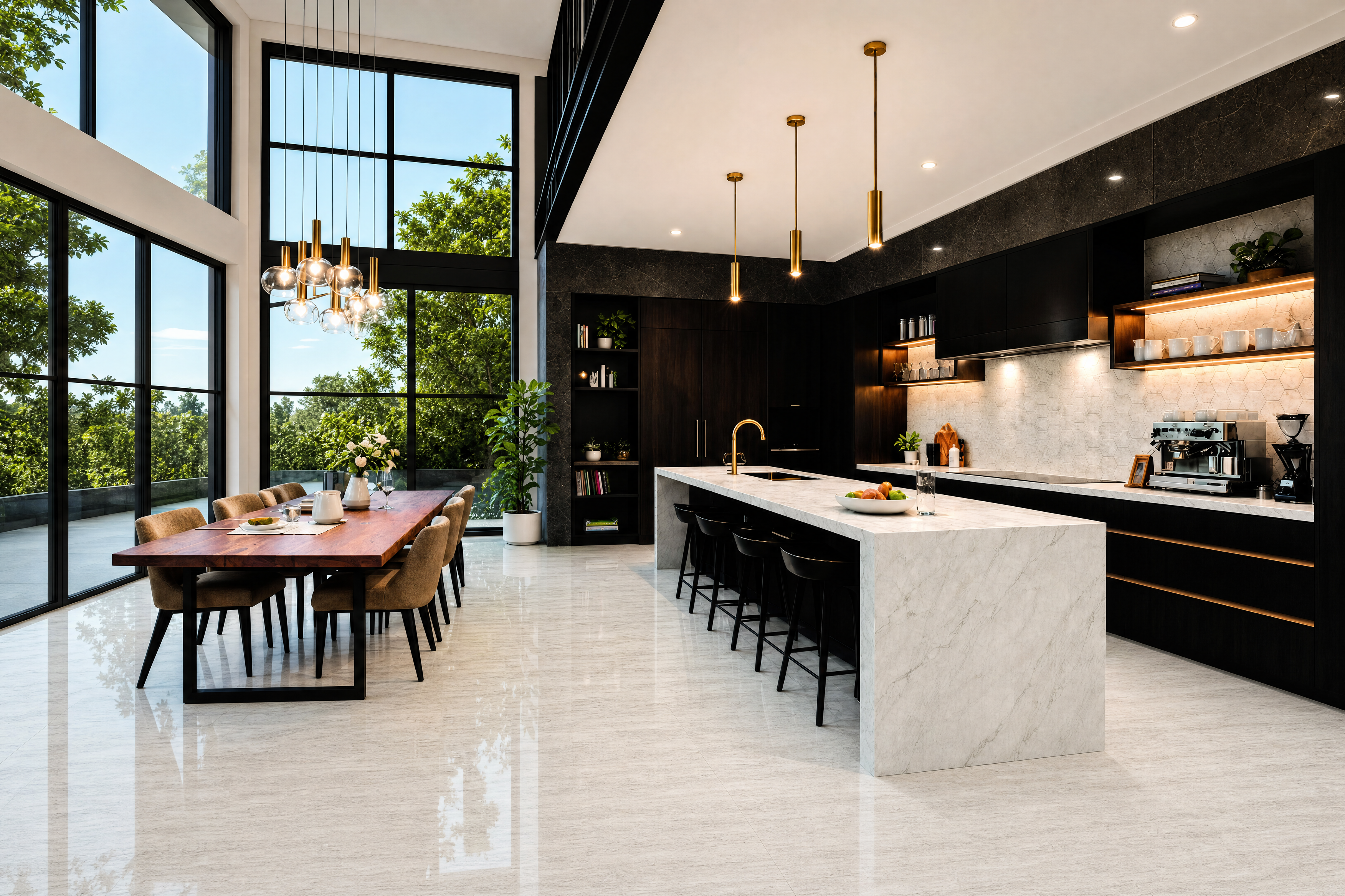 Aura White Hexagon Mosaic Satin installation