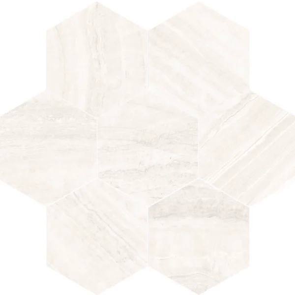 Aura White Hexagon Mosaic Satin porcelain tile