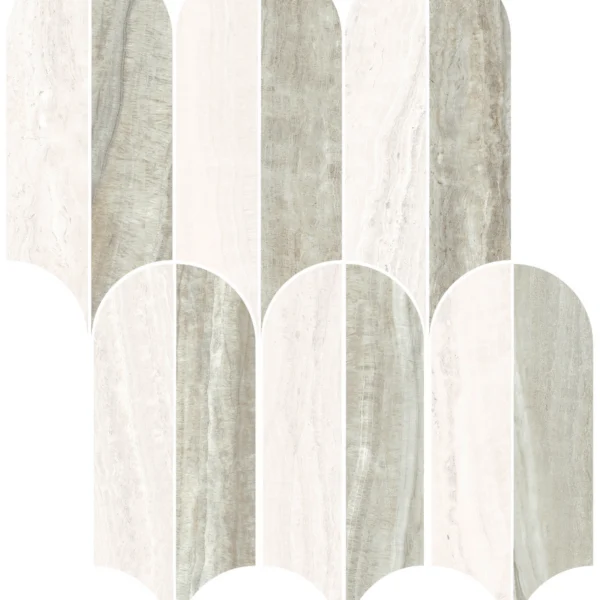 Aura White Parachute Mosaic Satin porcelain tile